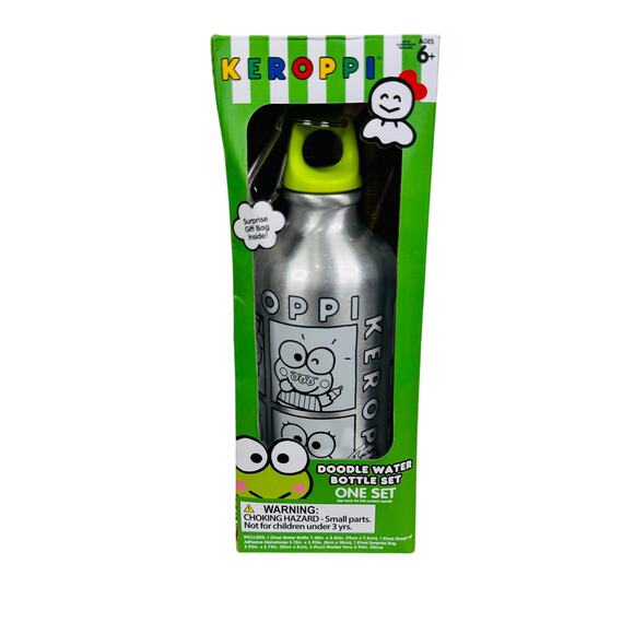 Sanrio Keropi Doodle Water Bottle Set NIB - Picture 2 of 7